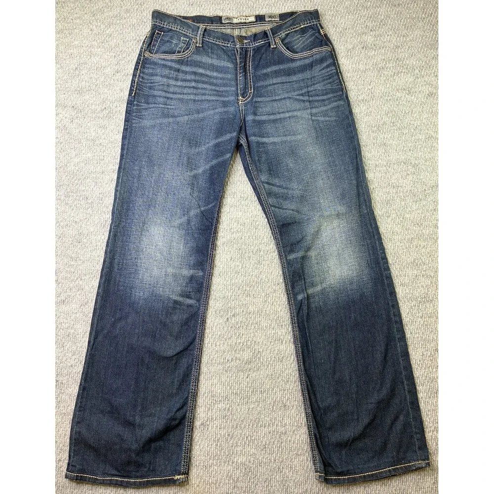 BKE Tyler Jeans Mens 36XL 36x33 Dark Wash Straight Leg Thick Stitch ABM4293